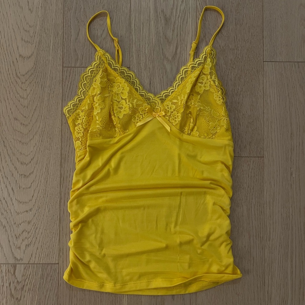 Yellow Lace Trim Camisole